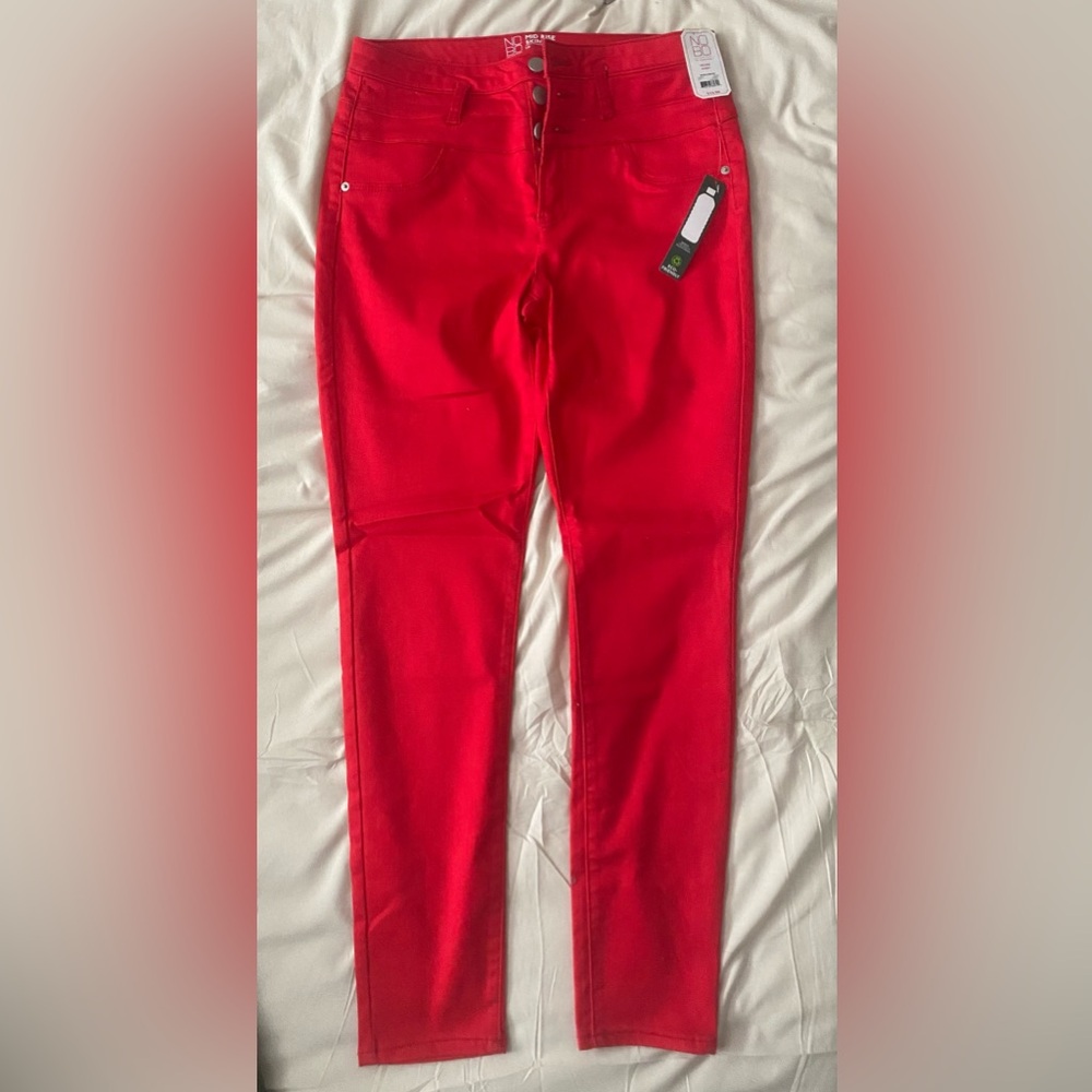 Mid-rise Skinny Red Pants